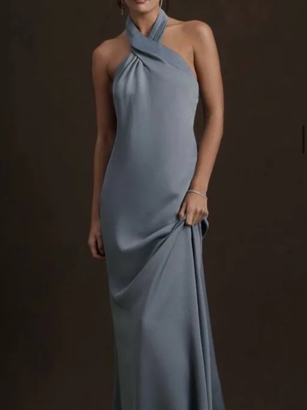 BHLDN Twisted Halter Maxi Dress in Slate Blue